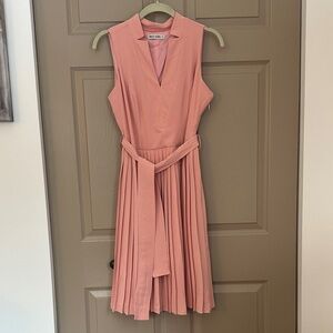 Grace Karin Peach Pleated Midi Dress